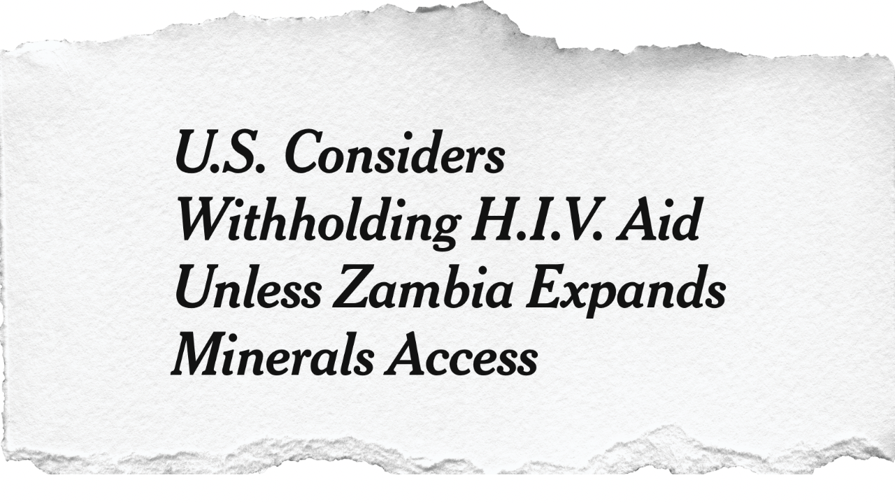 Secretary of State Rubio Urged to Reject Threatening HIV Assistance to Zambia in Critical Minerals Negotiations